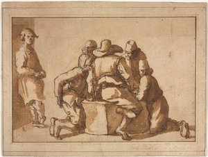 Genre Scene af unge mænd, der spiller et spil. af Frederico Zuccaro