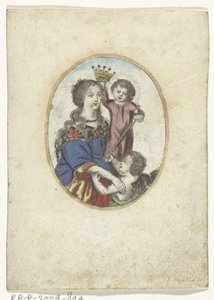 Madonna med barn og engel i oval af Frederik Bouttats (de Jonge) (attributed to)