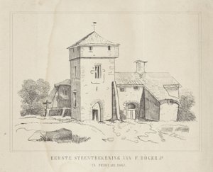 En bondegård Første stentegning af F. Börger Jr. (titel på objekt) af Frederik Böger