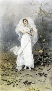Woman in a Forest - Allegory of Autumn, Kalender illustreret af Hubert Dys, malet af F.H. Kaemmerer