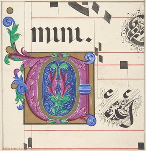 Oplyst initial fra salmebog, 1830-62.