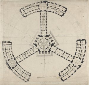 Grundplan for et Kunstakademi af French 18th Century