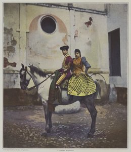 På Feria i Sevilla (farve litho) af French Photographer