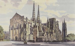 Bordeaux, Cathedrale St-Andre, ensemble S E og Tour Pey-Berland af French Photographer