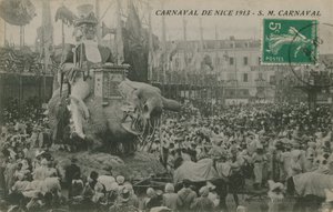 Carnaval de Nice 1913. Postkort sendt i 1913. af French Photographer