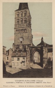 Charite Sur Loire, Klokketårn og Portal of the Old Abbey af French Photographer