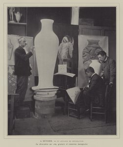 Udsmykningsværksted på Sevres porcelænsfabrik, Frankrig (s/h foto) af French Photographer