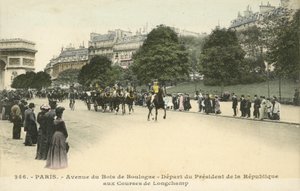 Frankrigs præsidents afgang, Longchamp Racecourse, Paris (farvefoto) af French Photographer