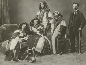 Ferdinand De Lesseps (anden fra højre) på arbejde på Suez-kanalen (s/h-foto) af French Photographer