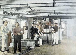 Fransk flåde, slutningen af 1800-tallet: Officerernes køkken - Bibl. des Arts deco. af French Photographer