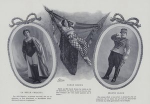 Franske skuespillerinder og sangere La Belle Chiquita, Sarah Brown og Jeanne Bloch (s/h-billede) af French Photographer