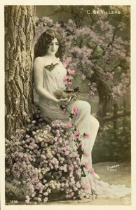 Pige med blomster af French Photographer