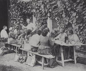 Drueplukkere spiser frokost (s/h-billede) af French Photographer