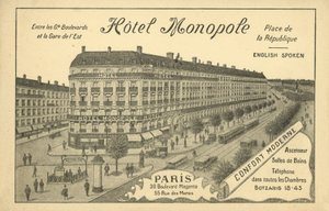 Hotel Monopole, Paris (litho) af French Photographer