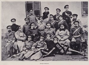 Den russiske hær: Gruppe af officerer (s/h foto) af French Photographer