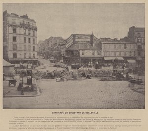 Pariserkommunen, Barricade Of Boulevard De Belleville (s/h-billede) af French Photographer