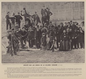 Pariserkommunen, gruppe om vragrester af Vendome-søjlen af French Photographer