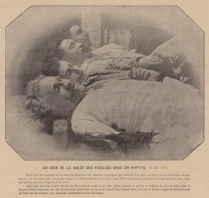 Pariserkommunen, et hjørne af våbenrummet på et hospital, 27. maj 1871 (s/hvid-foto) af French Photographer
