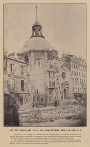 Pariserkommunen, en af ​​barrikaderne på Rue Saint-Antoine efter slaget (s/h-foto) af French Photographer