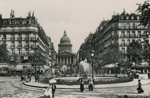 La Rue Soufflot et le Pantheon, The Soufflot Street og Pantheon (fotogravering) af French Photographer