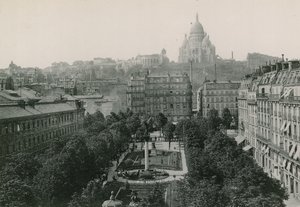 Le Square dAnvers et le Sacre-Coeur, Antwerps Square og Sacre-Coeur (fotogravering) af French Photographer