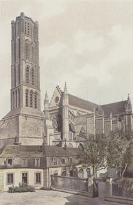 Limoges, St-Etienne Cathedral, Bell Tower og S O Facade (Udsigt taget fra bisperådets indre gårdhave) af French Photographer