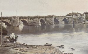 Limoges, Pont Saint-Martial, Udsigt taget opstrøms (venstre bred af Vienne) af French Photographer