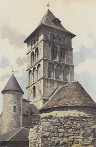 Livernon, Kirke, Klokketårn og Apsis af French Photographer