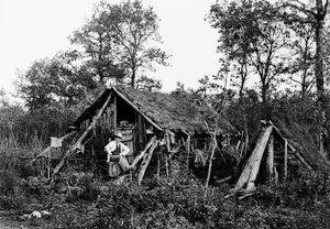 Træhytte, nær Bourmont i Haute-Marne (Haute Marne), ca. 1880. Ducos Collection af French Photographer