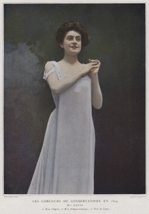 Mademoiselle Hatto, prisvindende sangerinde ved konkurrencerne på Conservatoire de Paris, 1899 (farvet foto) af French Photographer