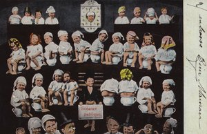 Mange babyer på deres potter af French Photographer