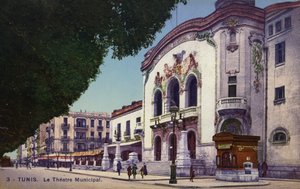 Kommunalt teater, Tunis, Tunesien (farvet foto) af French Photographer