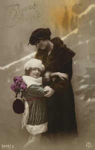 Nytårskort med mor og datter af French Photographer