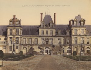 Palais de Fontainebleau, facade og hovedindgang (farvefoto) af French Photographer
