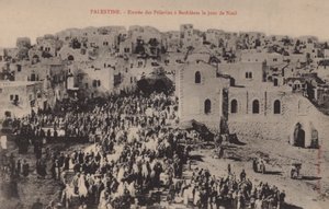 Palæstina, pilgrimmenes indtog til Betlehem juledag af French Photographer