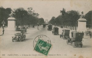 Paris - Avenue des Champs-Elysees. Postkort sendt i 1913. af French Photographer