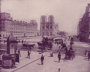 Paris: Pont St Michel og Notre Dame (s/h foto) af French Photographer