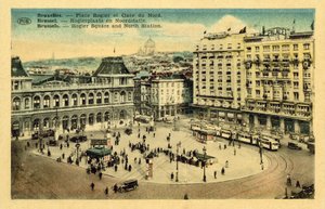 Place Rogier og Gare du Nord, Bruxelles (farvefoto) af French Photographer