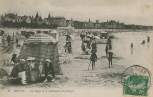 Postkort med stranden og Boulevard St Georges, Royan, Frankrig sendt i 1913 af French Photographer