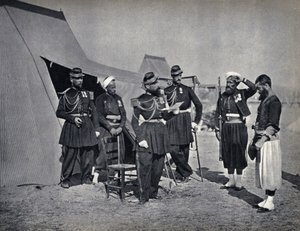 Straf, soldater fra den franske hær under Krim-kampagnen i 1854. Fotografi, slutningen af det 19. århundrede. af French Photographer