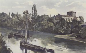 Saint-Denis-de-Piles, kirke, sammen på bredden af ​​Isle af French Photographer