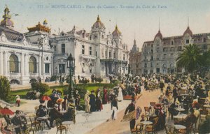 Terrasse på Cafe de Paris, Place du Casino, Monte Carlo. Postkort sendt i 1913. af French Photographer