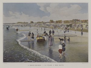 Stranden ved højvande, Berck-sur-Mer, Frankrig (farvefoto) af French Photographer