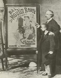 Toulouse-Lautrec med en direktør for Moulin Rouge, Paris (s/h-foto) af French Photographer