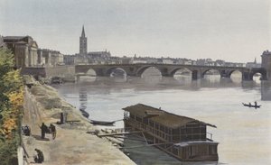 Toulouse, Pont-Neuf og Eglise N D, fra Dalbade, udsigt nedstrøms, taget på bredden af ​​Garonne af French Photographer