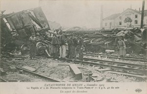 Togulykke ved Melun i Frankrig, 4. november 1913. Udsigt over murbrokkerne. Postkort sendt i 1913. af French Photographer