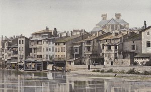 Verdun, Katedralens apsis, Udsigt taget fra højre bred af Meuse af French Photographer