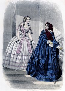 2 moderigtige kvinder - i "" Journal des Demoiselles "" 1852. af French School