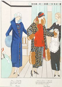 Et par smukke nyheder fra Art-Gout-Beaute, kostumer af Premet og Jean Patou, oktober 1923 (litografi) af French School