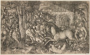 En konge forfulgt af en enhjørning, ca. 1547 af French School